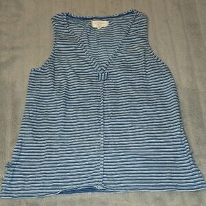 Max Studio Blue and White Striped Tank Top